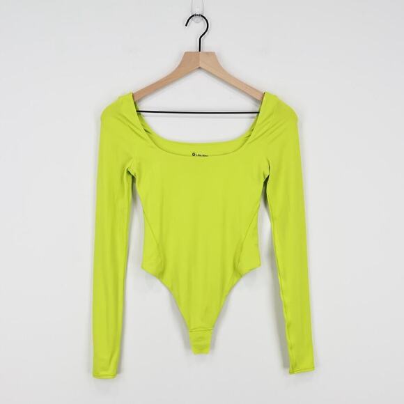 Lululemon Wundermost Ultra-Soft Nulu Square-Neck Bodysuit Lichen Lime Size XS - Picture 1 of 8
